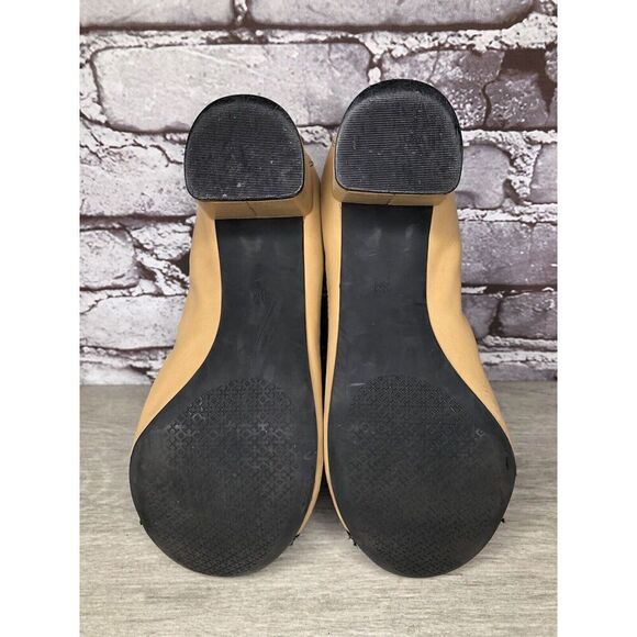 Tory Burch Tan Leather Black Patent Leather Block Heels Women’s Sz 8.5M US/39EU - Picture 14 of 16